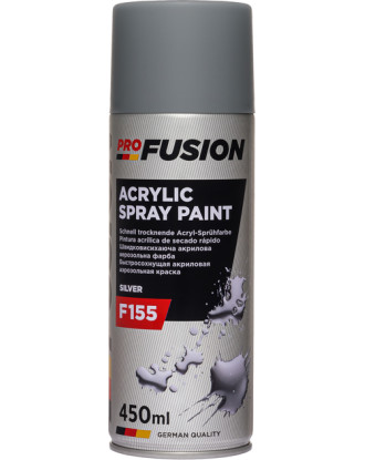 Акрилова фарба спрей (срібна) PROFUSION F155 ACRYLIC SPRAY PAINT SILVER 450 мл